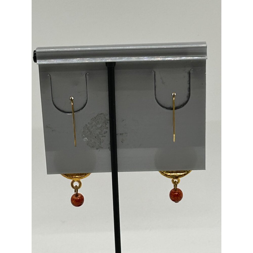 Liz Claiborne Vintage Gold-Toned Faux Pearl with Bead Dangle Earrings For Women - Picture 4 of 9
